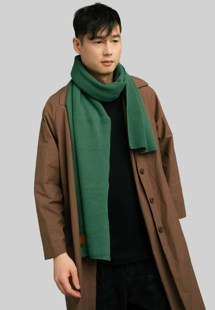 Sage green organic cotton plain scarf