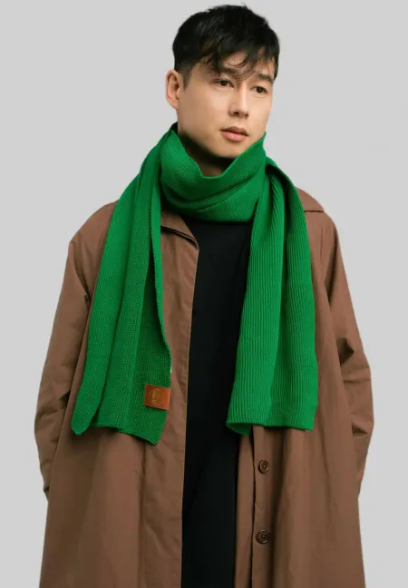 Green organic cotton plain scarf