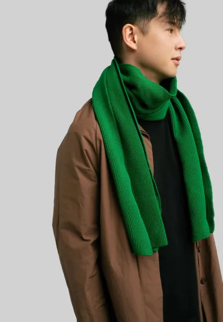 Green organic cotton plain scarf