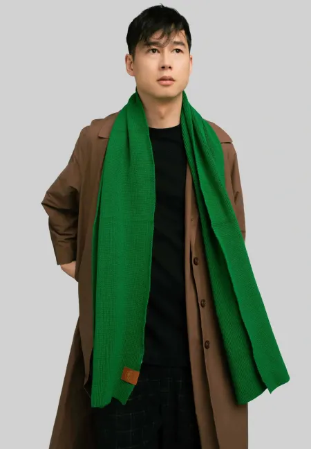 Green organic cotton plain scarf
