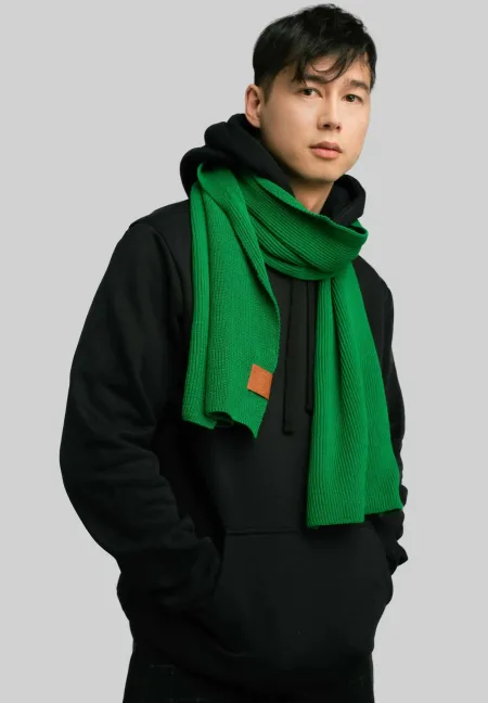 Green organic cotton plain scarf