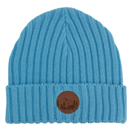 Beanie alkatraz kids sky blue | round eco-leather patch