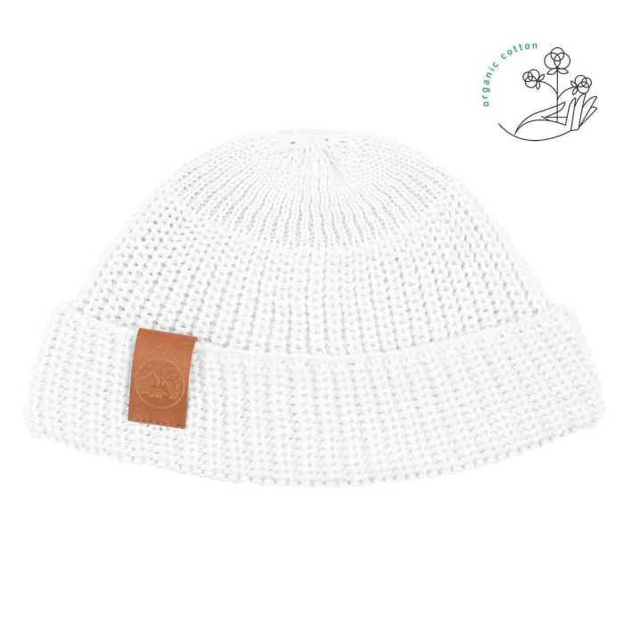 White organic cotton burglar beanie