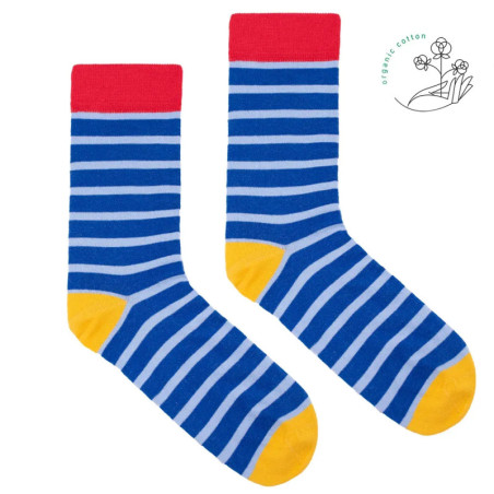 Cornflower socks with light blue stripes