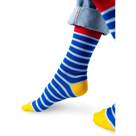 Cornflower socks with light blue stripes