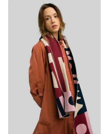 Organic cotton jacquard scarf Cubism