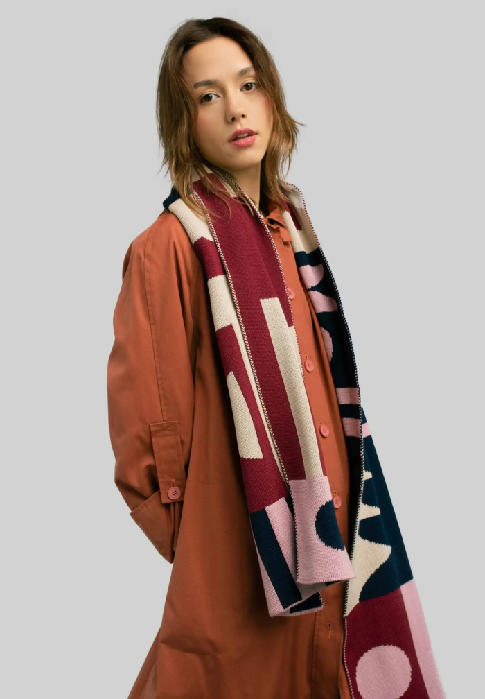 Organic cotton jacquard scarf Cubism