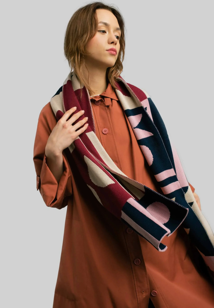 Organic cotton jacquard scarf Cubism