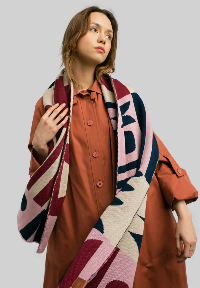 Organic cotton jacquard scarf Cubism