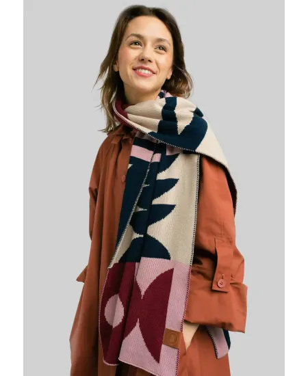 Organic cotton jacquard scarf Cubism