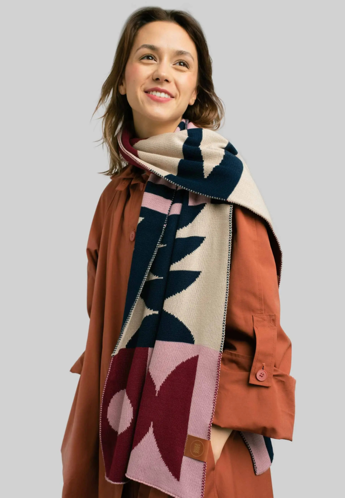 Organic cotton jacquard scarf Cubism
