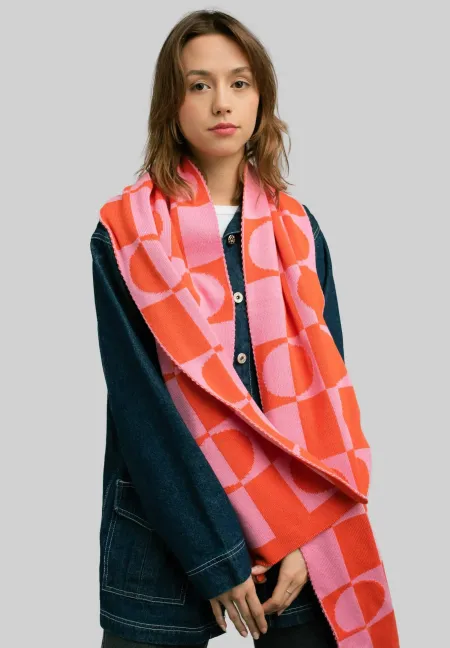 Organic cotton jacquard scarf Orange