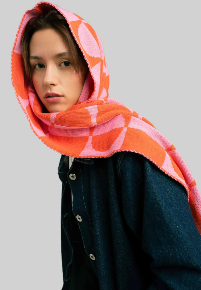 Organic cotton jacquard scarf Orange