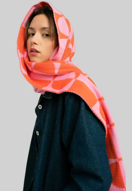 Organic cotton jacquard scarf Orange