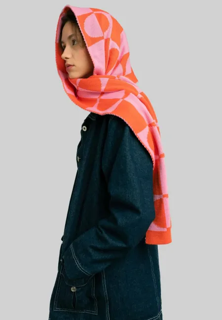 Organic cotton jacquard scarf Orange