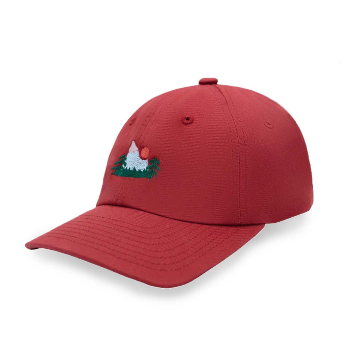 Low profile baseball cap Mountains brick red