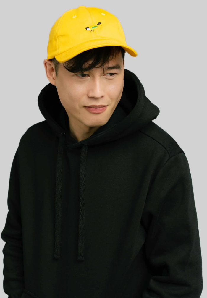 Low profile baseball cap Tit bird yellow