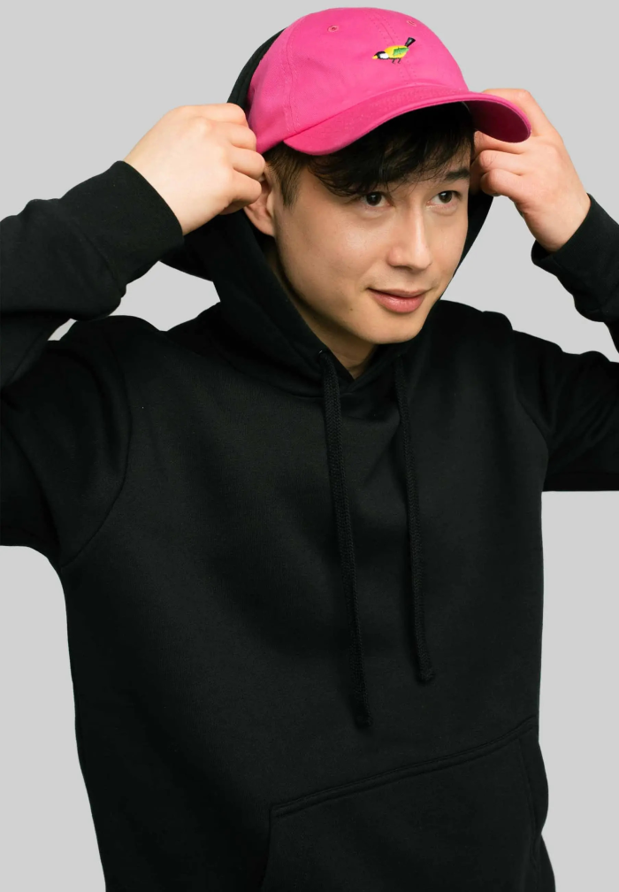 Low profile baseball cap Tit bird pink