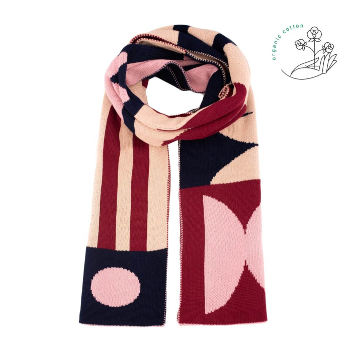 Organic cotton jacquard scarf Cubism