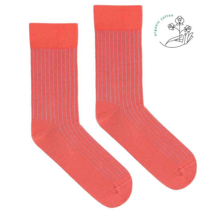 Light coral organic cotton suit socks with blue elastane