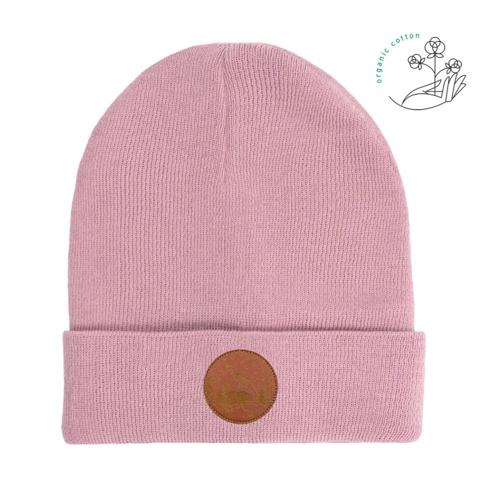 Czapka beanie z bawełny organicznej pudrowy róż