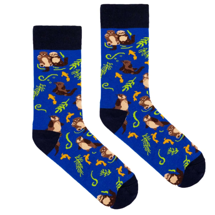 Socks Otters in cornflower love