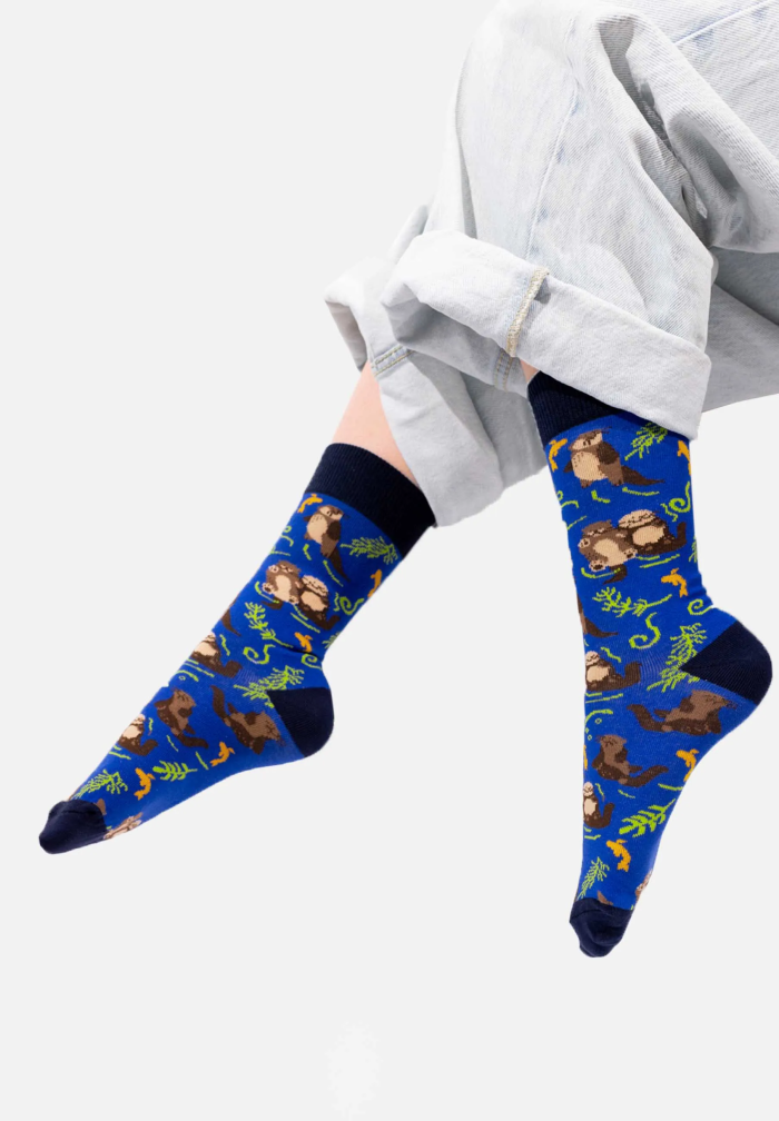Socks Otters in cornflower love
