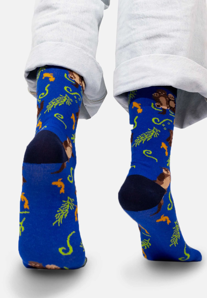 Socks Otters in cornflower love