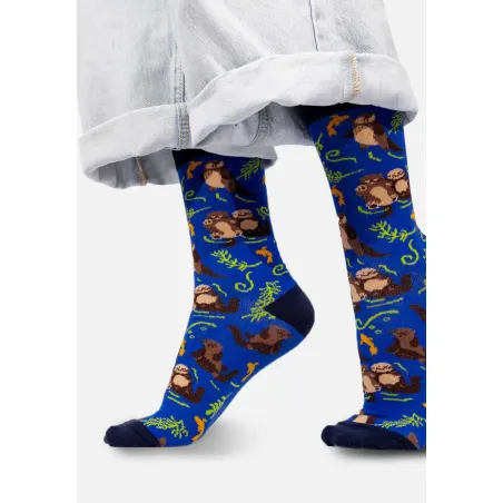 Socks Otters in cornflower love