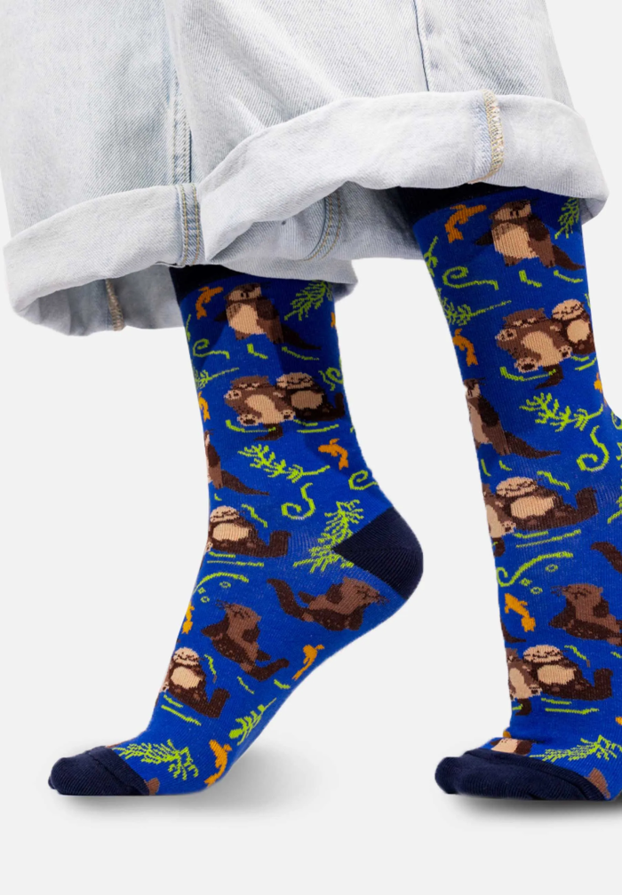 Socks Otters in cornflower love