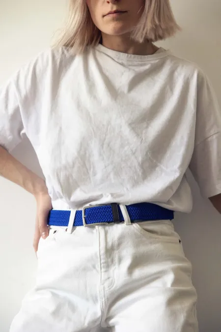 Recycled woven belt cornflower blue