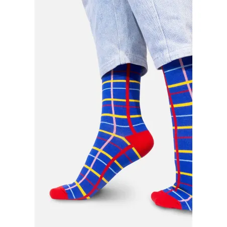 Blue grid socks