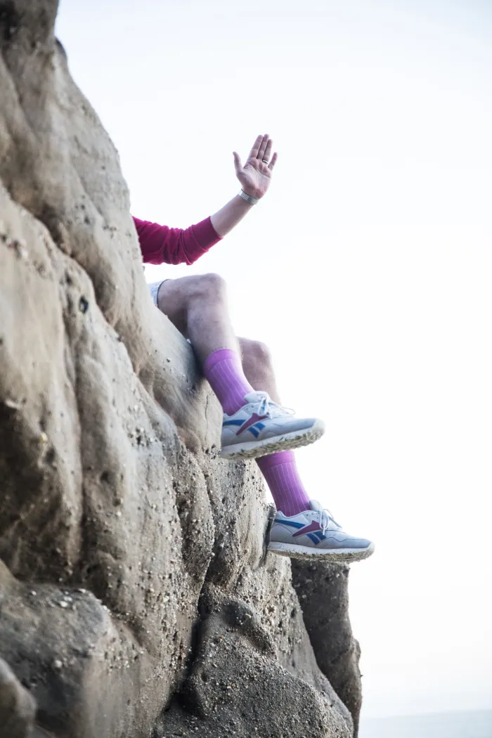 Classic purple suit socks with blue elastane