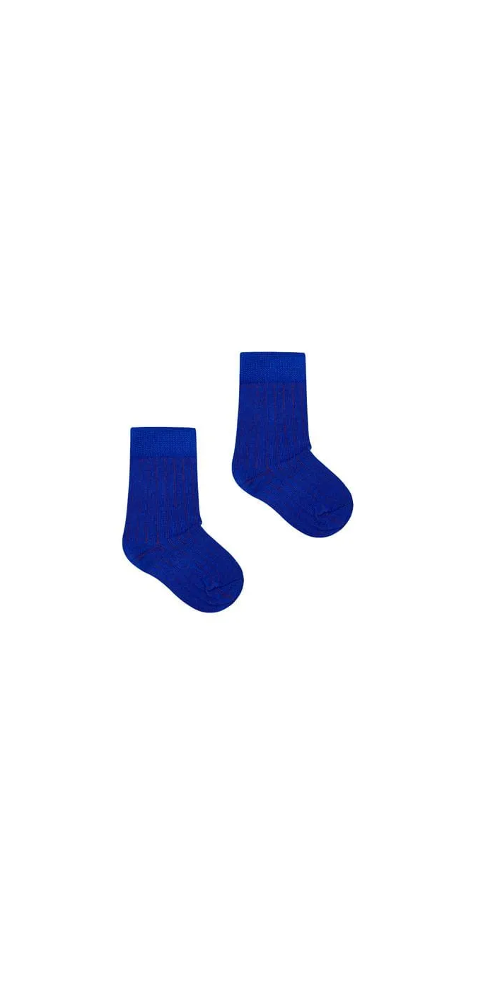 Kids socks ribbed cornflower blue with red elastane