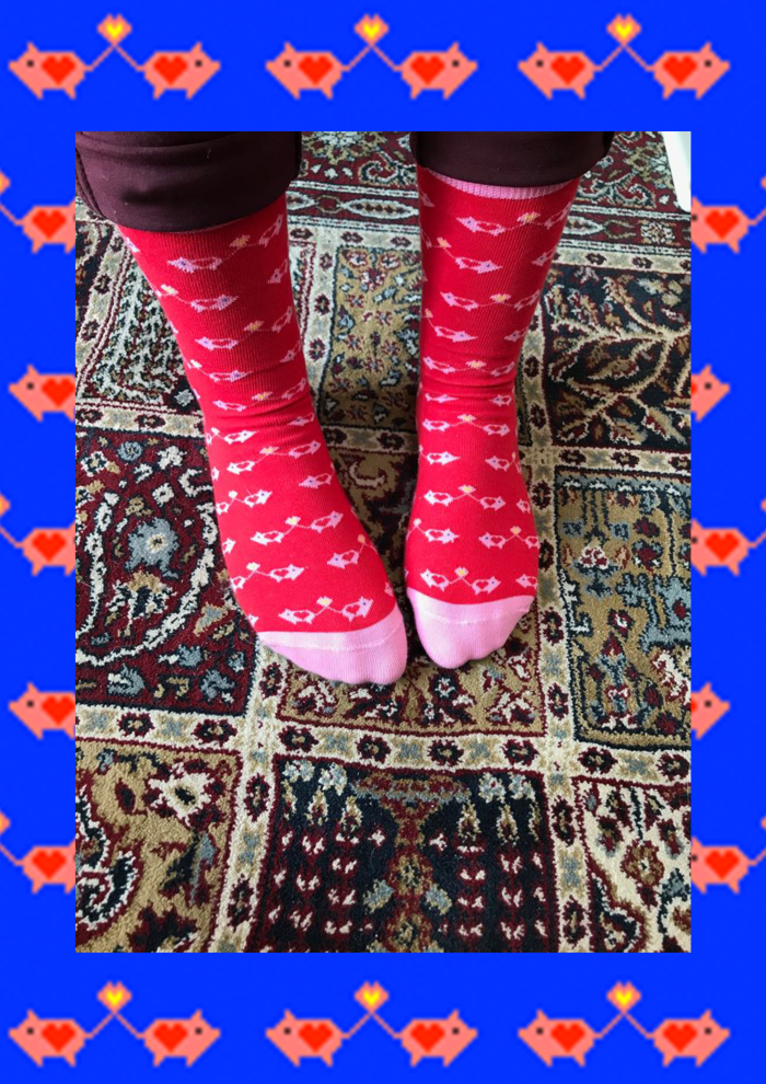 Socks Valentine's piggies red