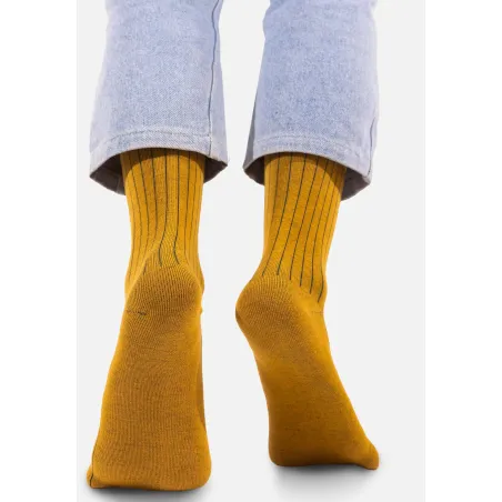 Classic Mustard yellow organic cotton suit socks with green elastane