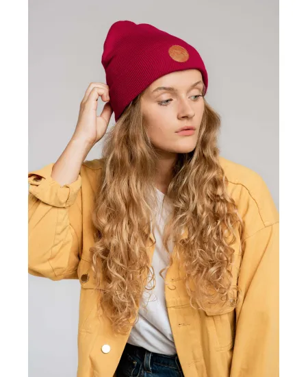 Czapka beanie z bawełny organicznej malinowa