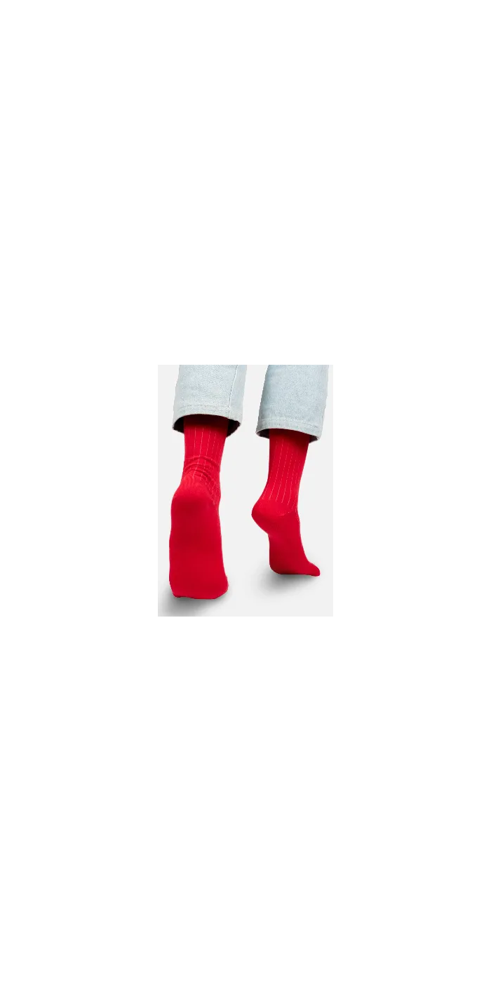 Poppy red organic cotton suit socks with pink elastane