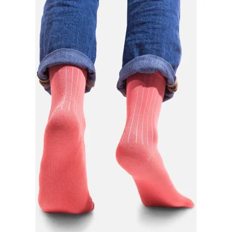 Powder pink organic cotton suit socks with navy blue elastane