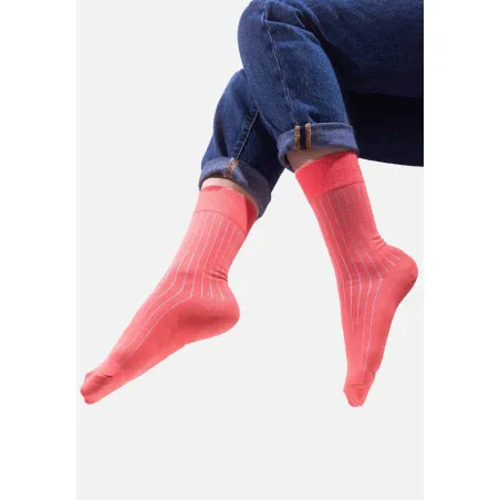Powder pink organic cotton suit socks with navy blue elastane