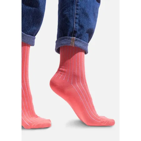 Powder pink organic cotton suit socks with navy blue elastane