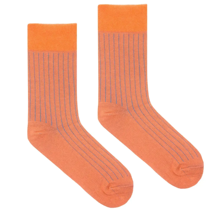 Peach organic cotton suit socks with turquoise elastane
