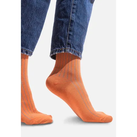 Peach organic cotton suit socks with turquoise elastane