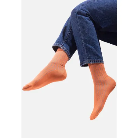 Peach organic cotton suit socks with turquoise elastane