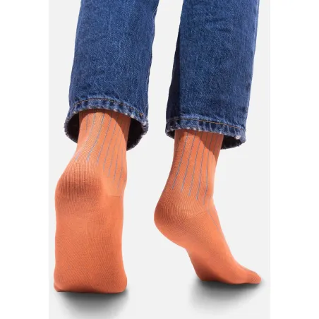 Peach organic cotton suit socks with turquoise elastane