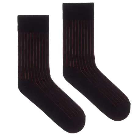 Classic black organic cotton suit socks with red elastane