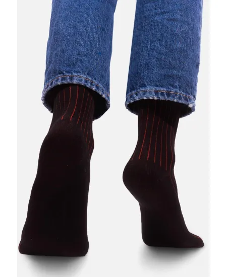 Classic black organic cotton suit socks with red elastane