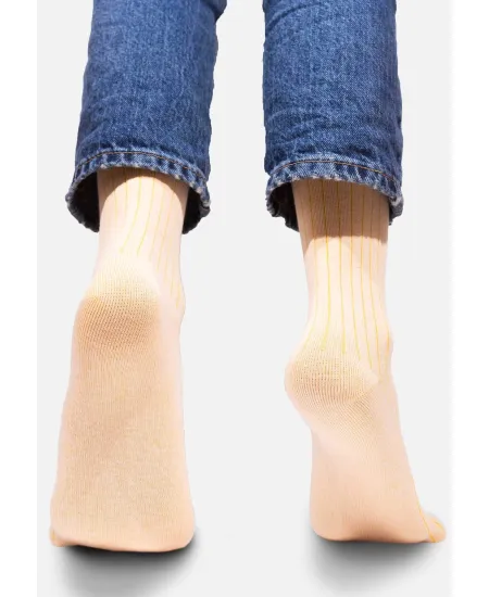 Classic organic cotton pale pink suit socks with yellow elastane
