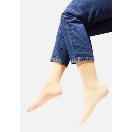 Classic organic cotton pale pink suit socks with yellow elastane