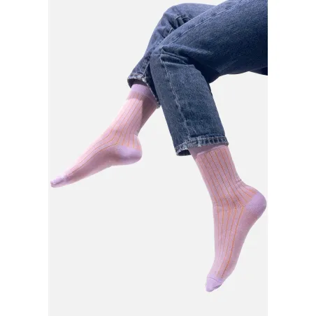 Classic lilac organic cotton suit socks with red elastane